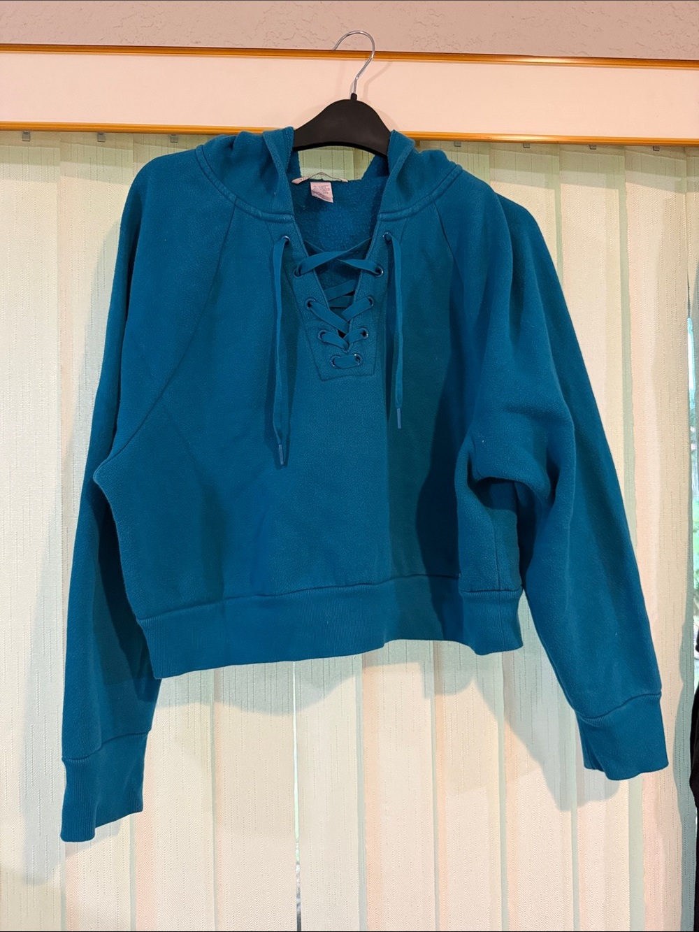 Victoria's Secret Teal Lace-Up Hooded Sweatshirt